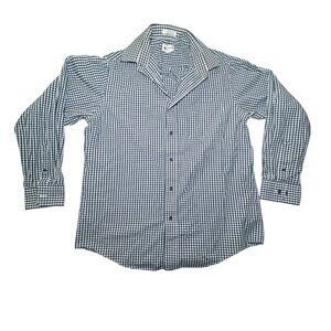 Haggar Mens Black & White Gingham Button-Up Dress Shirt Regular Fit Long Sleeves